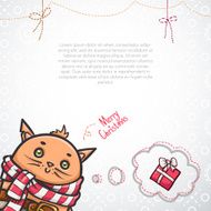 Merry Christmas postcard with cat