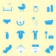 Baby blue color icons set