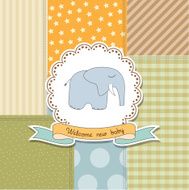 baby boy announcement card with elephant N2