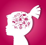 Child head with education icons N3