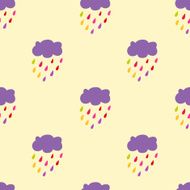 Cloud Rain seamless pattern Light background