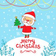 Merry Christmas greeting card with cute Santa