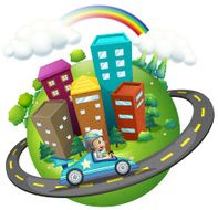 boy travelling around the city