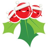Happy simple cartoon smiling Christmas mistletoe Santa Claus character