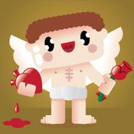 cupid with heart in hand