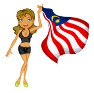 smiling girl with a national flag of Malaysia