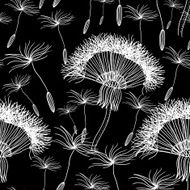 Seamless background with overblown dandelion