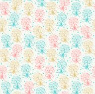 Seamless floral childish texture with silhouettes bunches