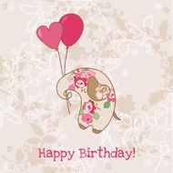 Greeting Birthday Card with Cute Elephant N2