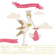 Baby Shower Card with Stork