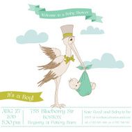 Baby Shower Card with Stork N2