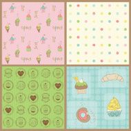 Set of Beautiful Cupcakes Backgrounds