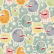 Cute monsters seamless texture with stars