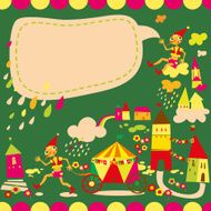 Children&#039;s background with speech bubble Multicolored houses