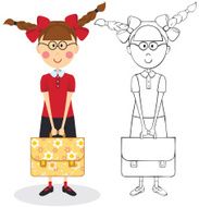 Schoolgirl with briefcase N2