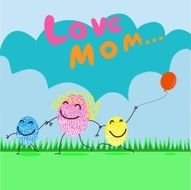 lovely mom and two child