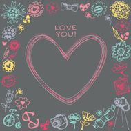 Heart frame Gift card and sample text Dark background