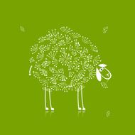 Funny white sheep sketch for your design
