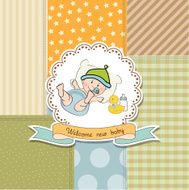 announcement card with little baby boy