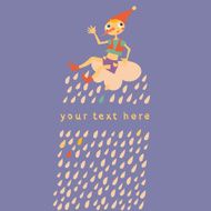 Childrens greeting card Blue background with drops Vector illustration