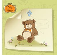 baby shower card with cute teddy bear toy N6