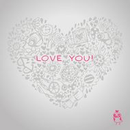 Lace heart template for greeting card and sample text