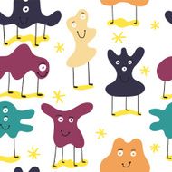 Vector seamless pattern with funny smiley creatures