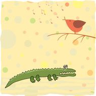 little crocodile listen a bird singing