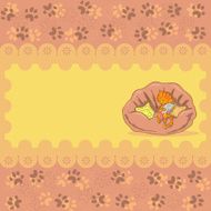 Background with kitten and fish