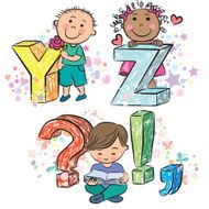 Funny alphabet with kids YZ