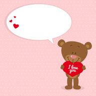Little bear with heart and speech bubble
