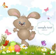 Cartoon happy rabbit for Easter Cards N2