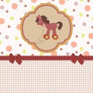 Baby shower card with vintage toy horse