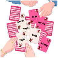 Couple with playing cards of Love message