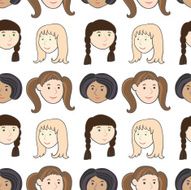 Girls smiling faces pattern N2