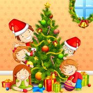 Kids with Christmas Tree