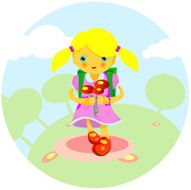 Girl and the first school day