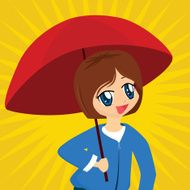Cartoon Girl with Umbrella (vector) N2