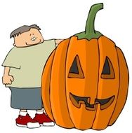Boy With A Giant Jack-o-lantern