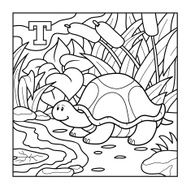 Coloring book (turtle) colorless alphabet for children letter