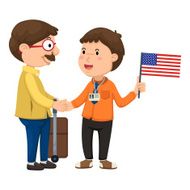 tourists and guide vector