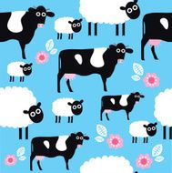 Seamless farmyard animal pattern