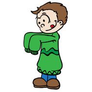 little boy in big colthes