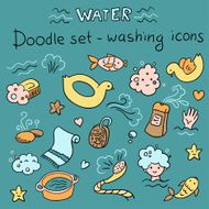 Doodles set - washing icons (vector)