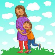 Mother and Son Indian family Isolated objects