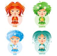 Four elements icon set Fire Earth Air Water