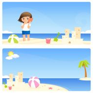 cute summer seaside banners for children
