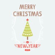 Vector christmas greeting card with tree