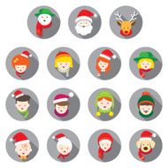Flat Icons Set Christmas Family People N2