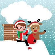 Santa Claus and reindeer on the roof